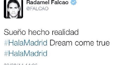 Mercato, Falcao twitta: "Real sogno che si avvera". Poi cancella Mercato, Falcao twitta: "Real sogno che si avvera". Poi cancella