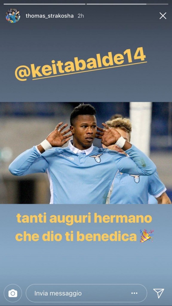 Strakosha fa gli auguri a Keita