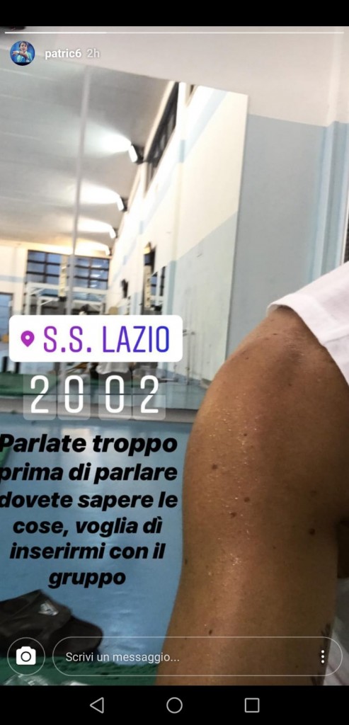 Ecco la Story postata da Patric ieri sera.