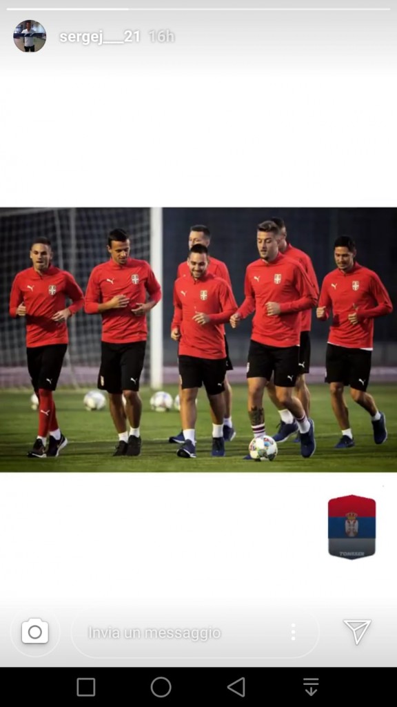 Questa la Story su Instagram del serbo Milinkovic-Savic.