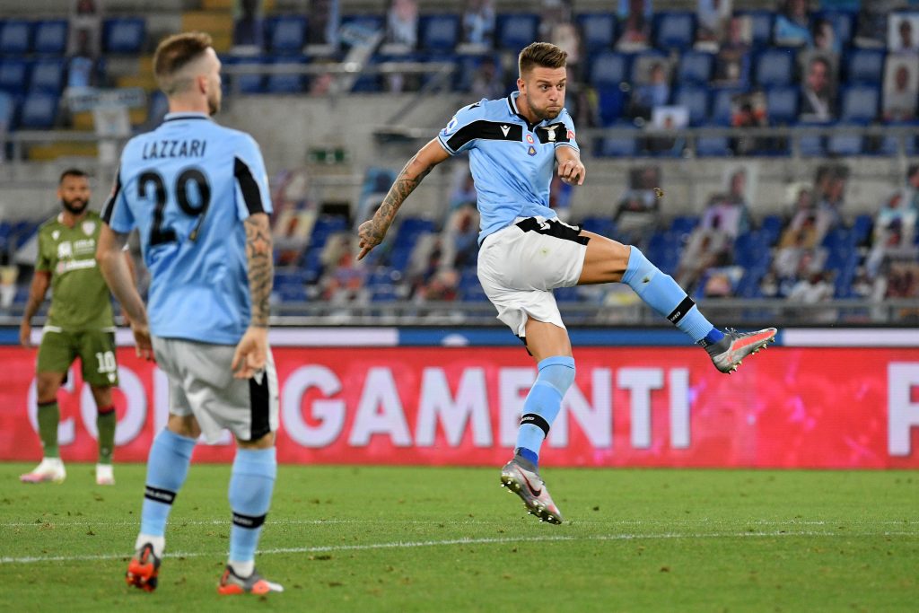 Lazio-Cagliari, il gol del pareggio di Milinkovic-Savic