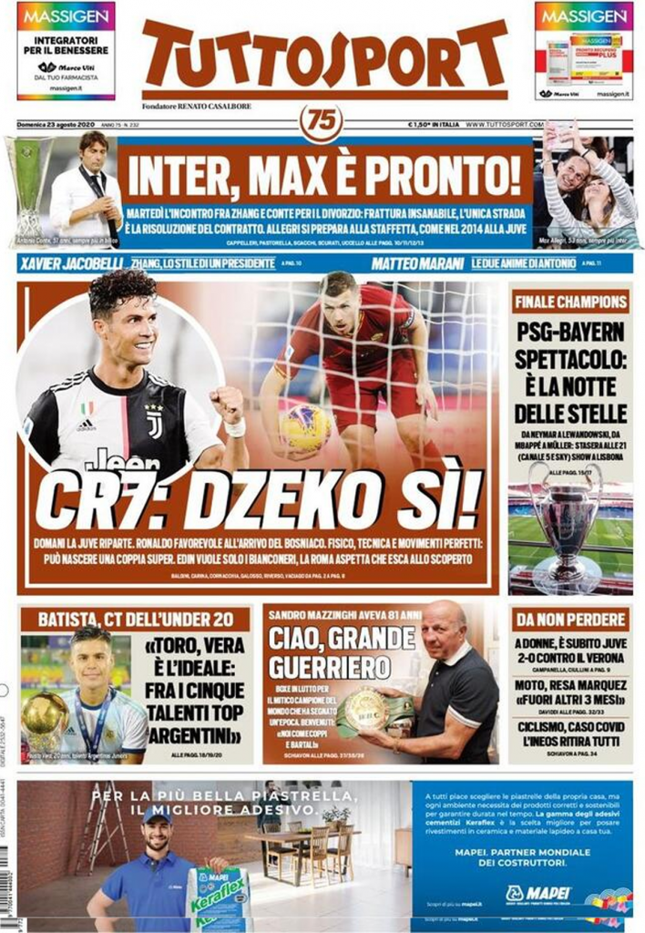 TuttoSport, la prima pagina di oggi