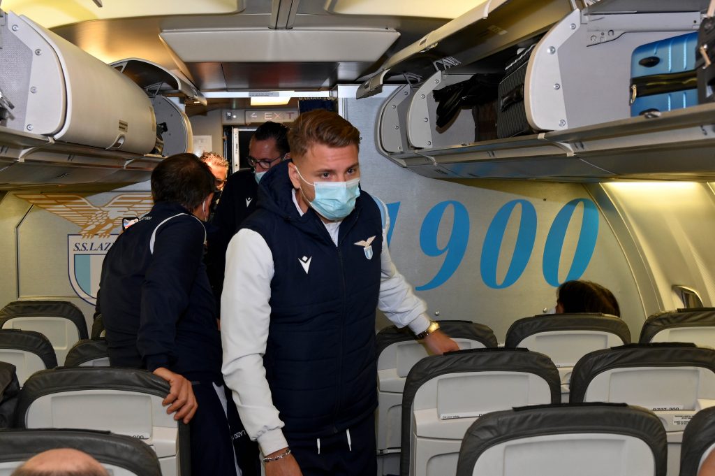 Immobile nell'aereo della Lazio