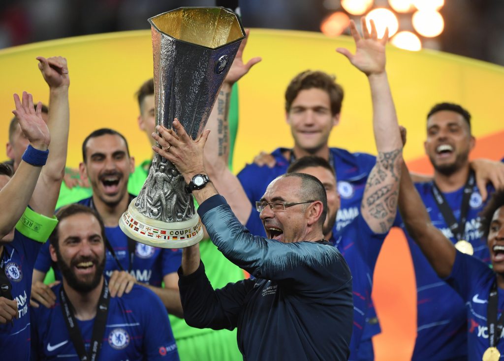Maurizio Sarri vince l'Europa League con il Chelsea