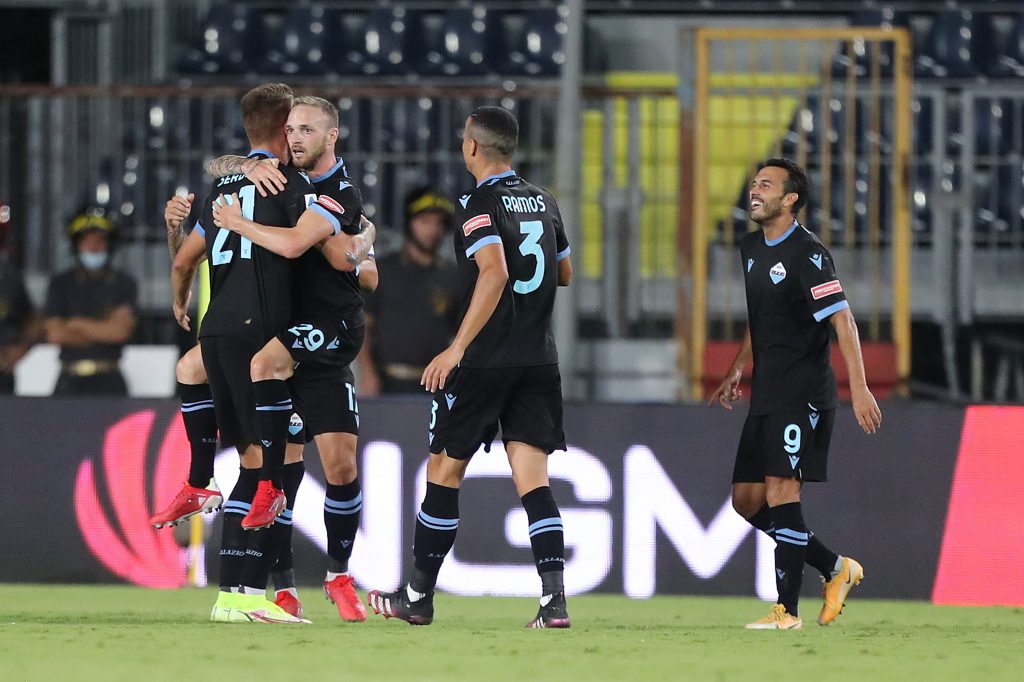 L'esultanza dei giocatori della Lazio
