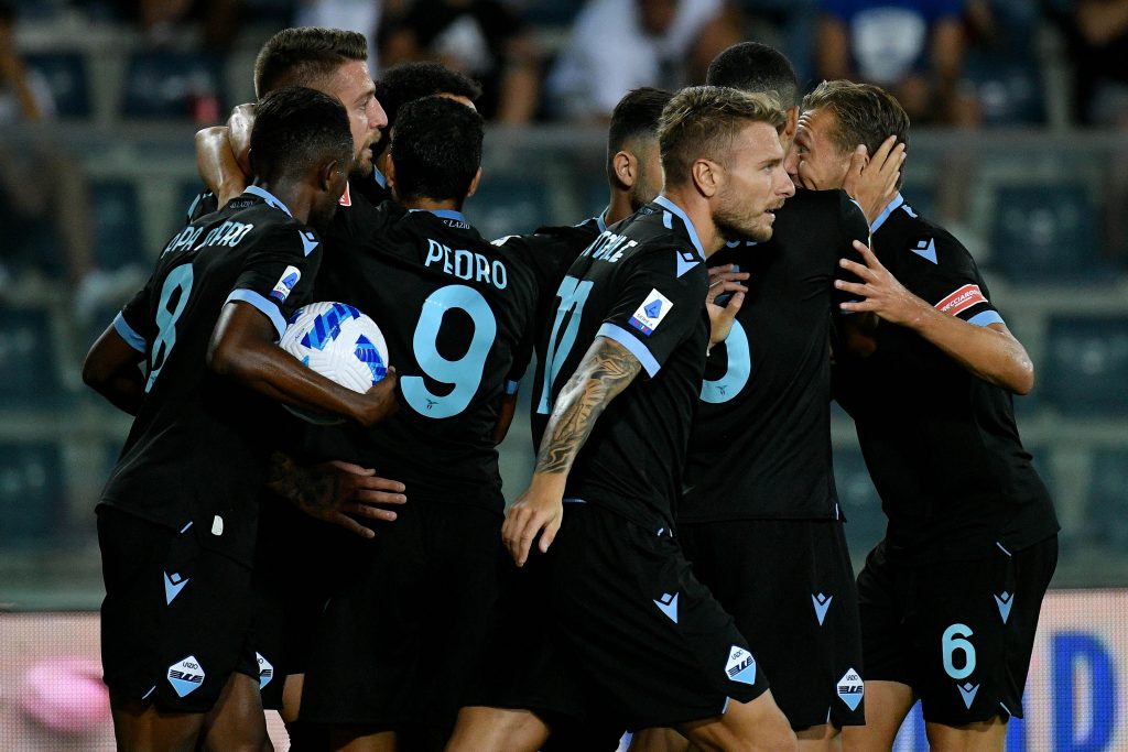Lazio in festa al primo gol contro l'Empoli.