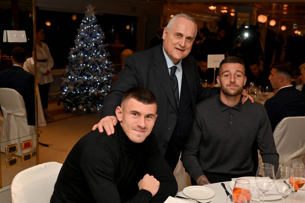 Lotito con Milinkovic e Kamenovic