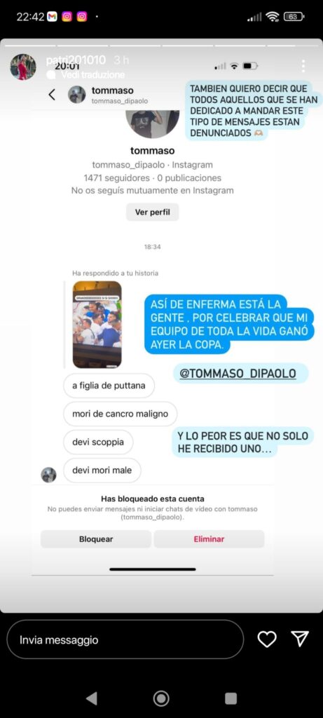 Minacce alla moglie di Luis Alberto