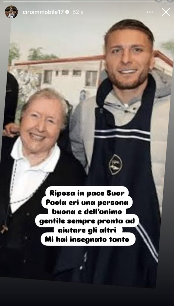 Immobile ricorda Suor Paola